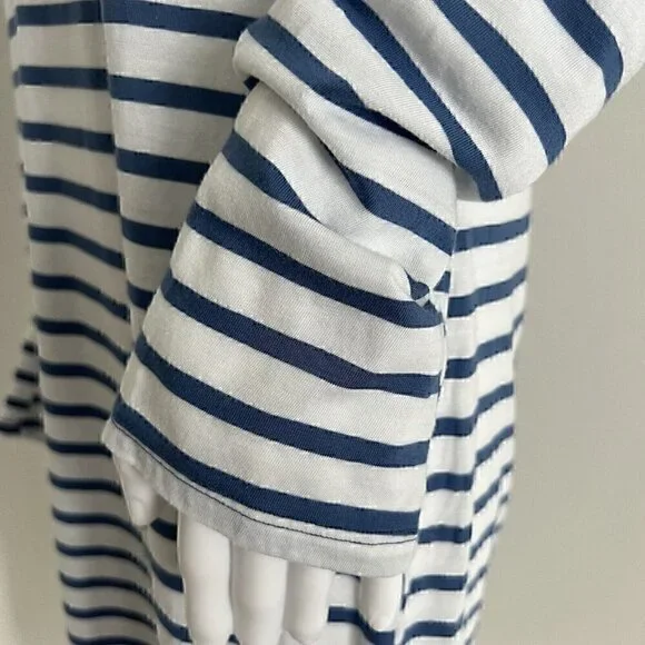 Nili Lotan Womens Dress Size L Blue White Nautical Pima Cotton Blend Long Sleeve - Picture 7 of 9